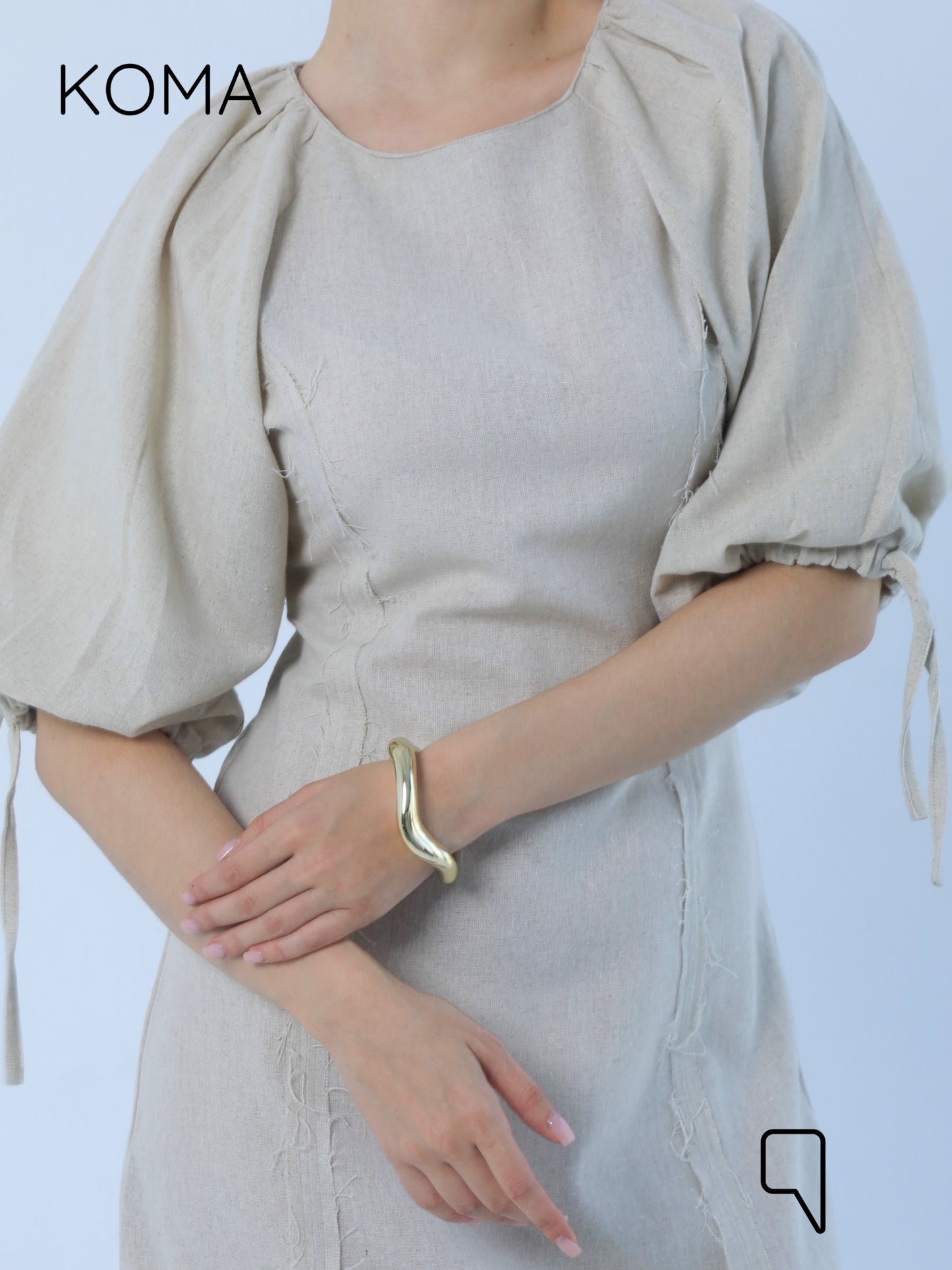Eve Puff Sleeve Dress - Beige
