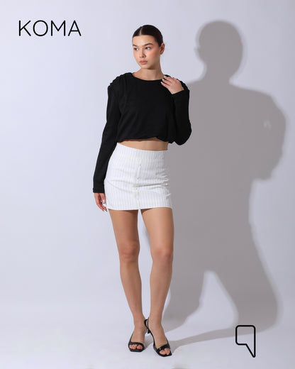 Rose Striped Mini Skirt - White