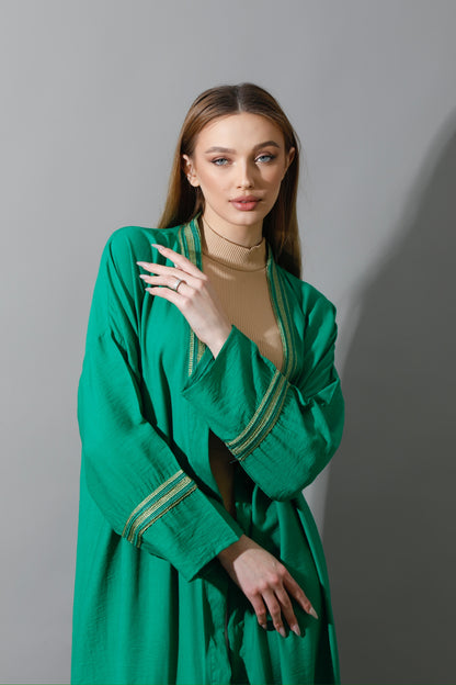 Long Kaftan - Green X Gold