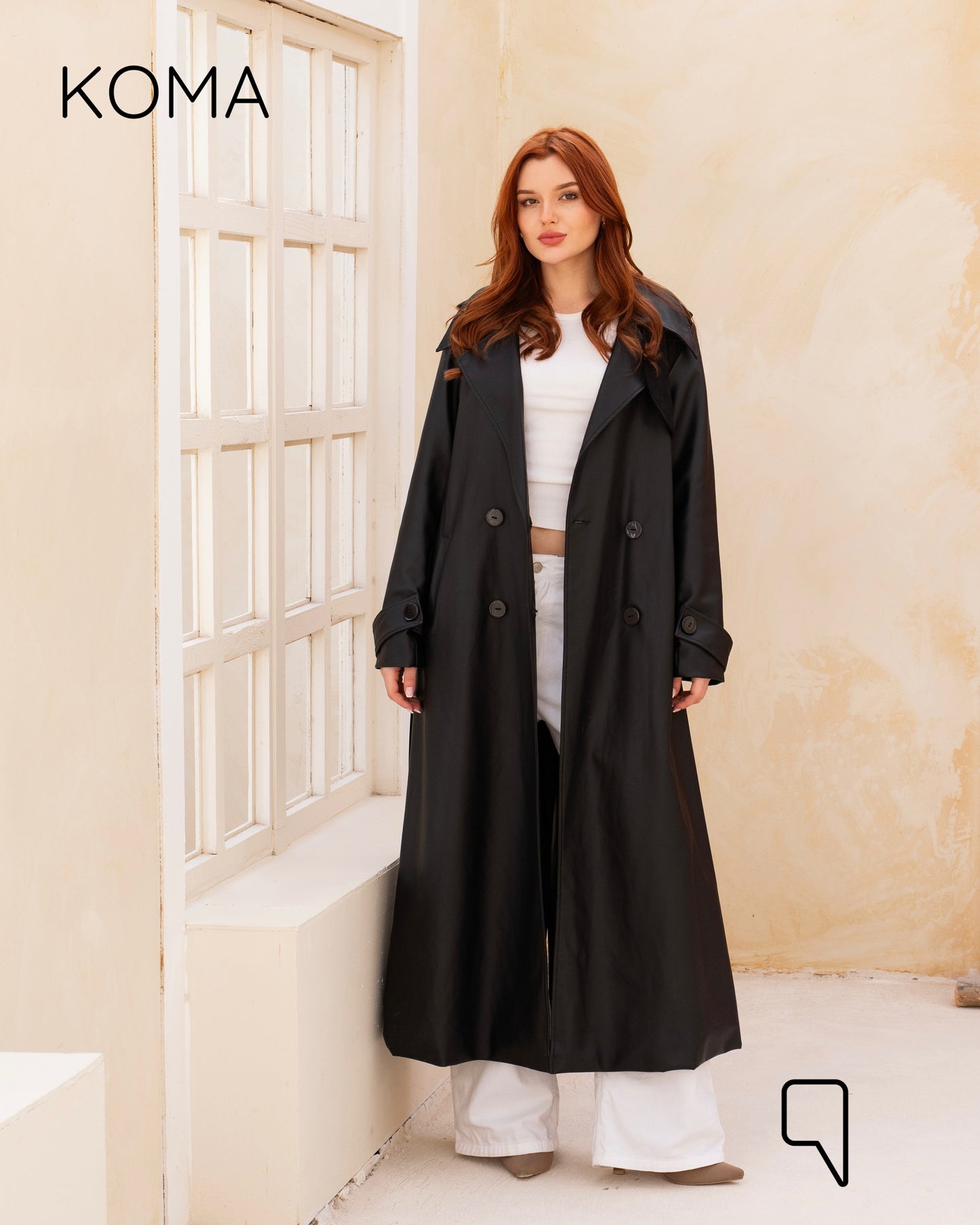 Leather Trench Coat With Suede - Black