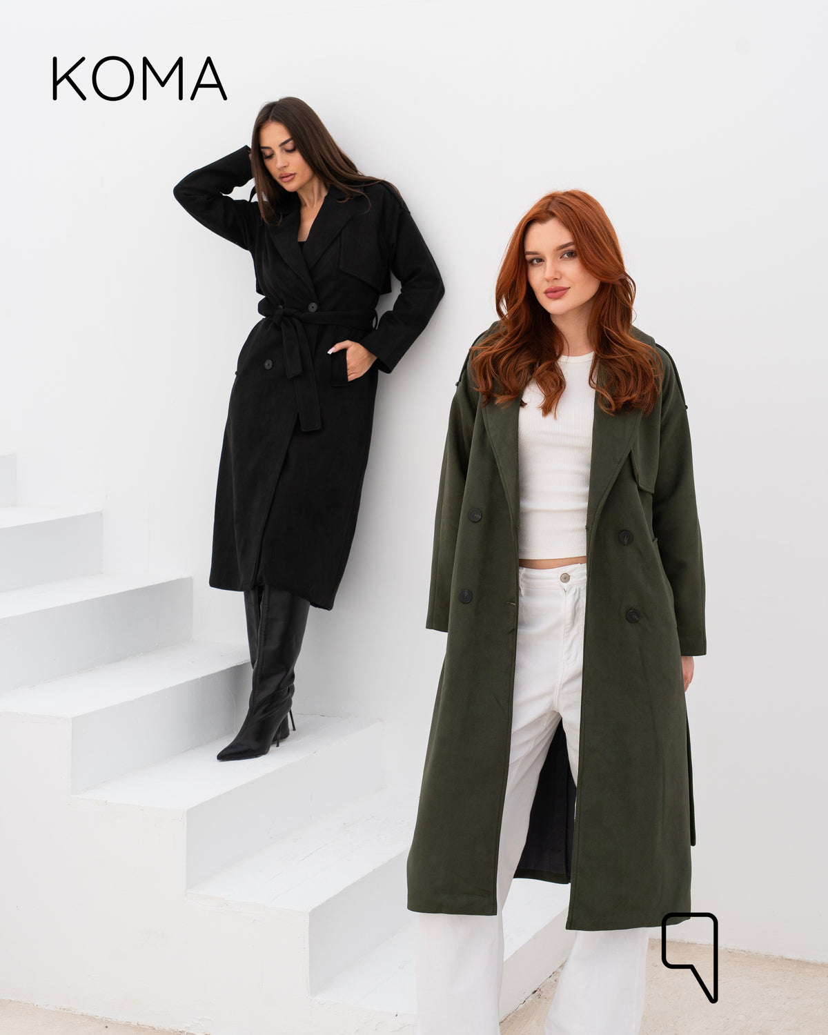 Lydia Double Breasted Trench Coat - Black