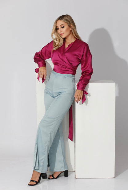 Wrap Tie Blouse - Orchid Purple