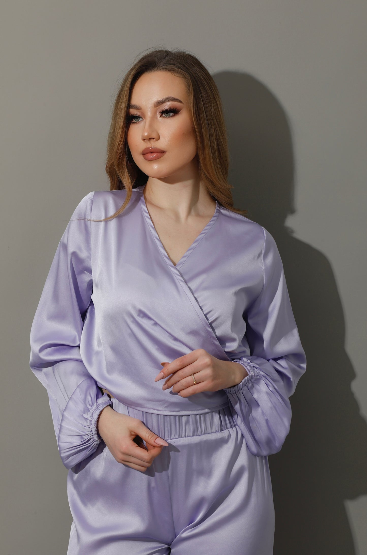 Wrapped Tie Blouse - Lavender Purple