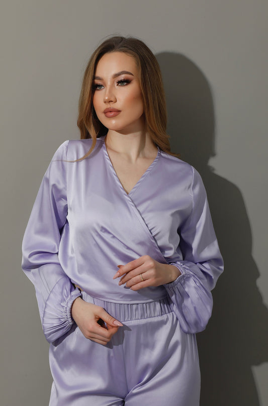 Wrapped Tie Blouse - Lavender Purple