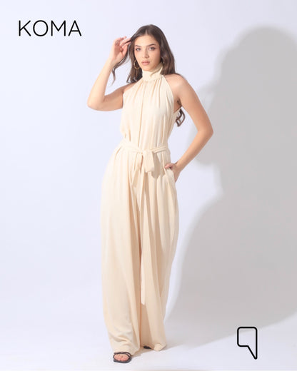 Georgie Sleeveless Wide Leg Jumpsuit - Cream