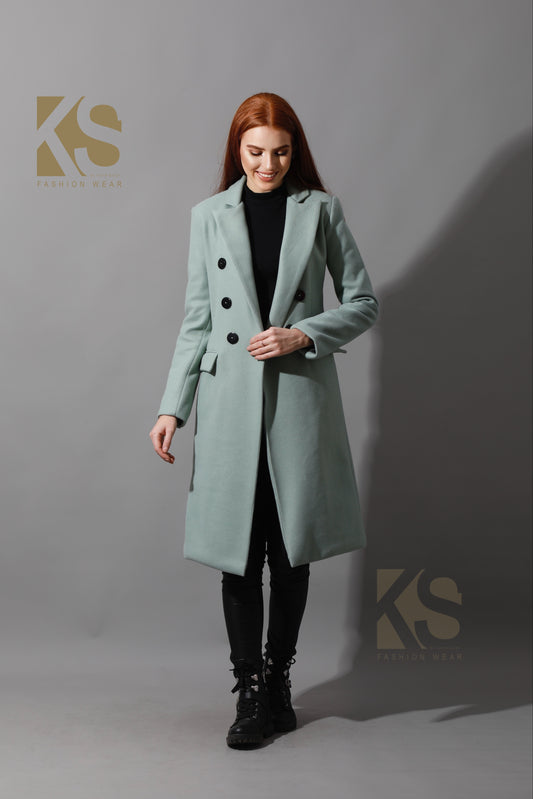 Front Open Coat - Mint Green