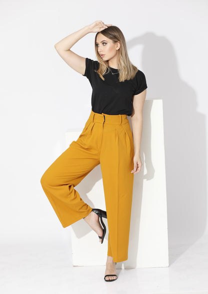 High Waist Trousers - Yellow