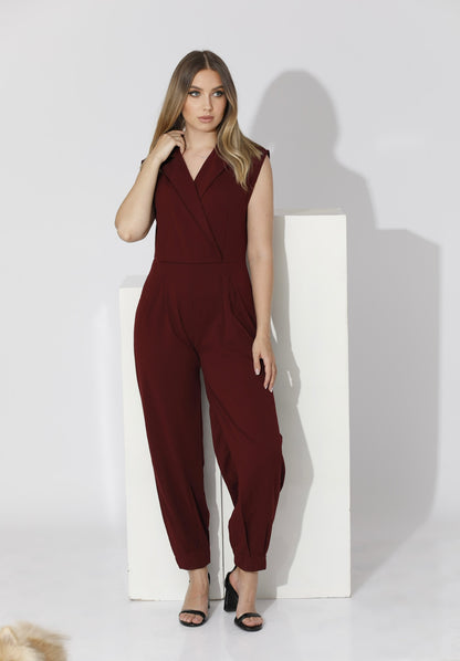 Wrapped Jumpsuit Sleeveless - Maroon
