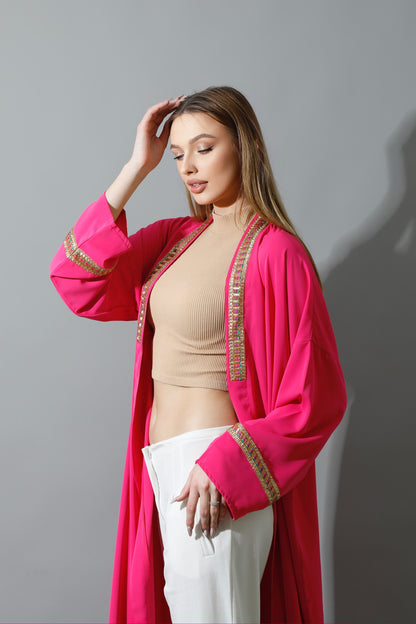 Long CBH Kaftan - Barbie Pink
