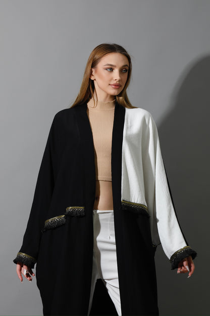 Lose Double Color Kaftan - Black X White