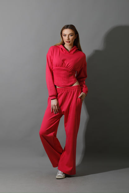 Corset Hoodie Set - Barbie Pink