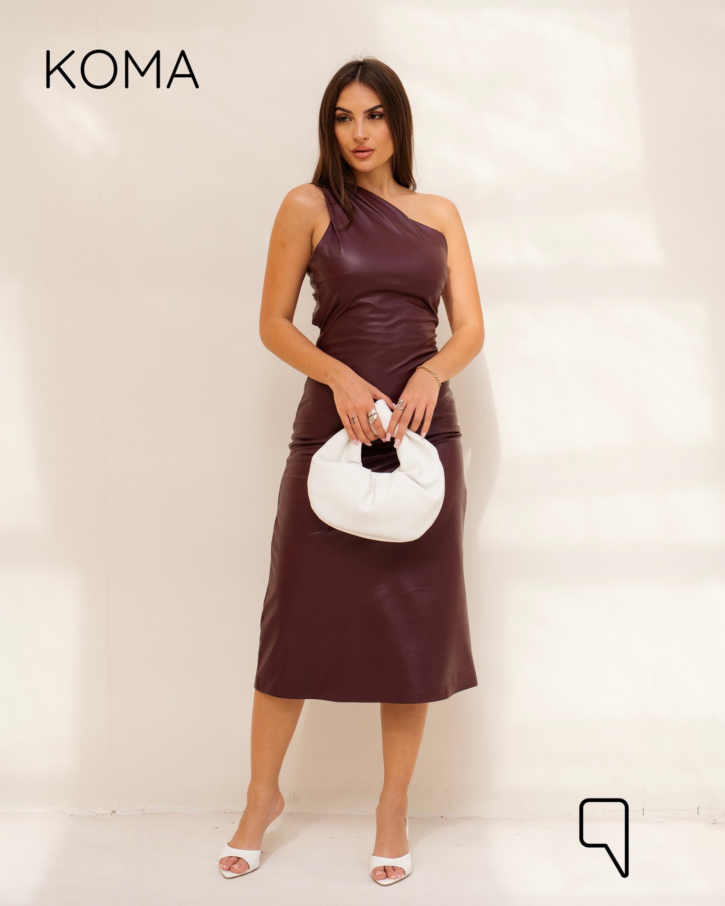 Khloe Faux Leather Midi Dress - Maroon