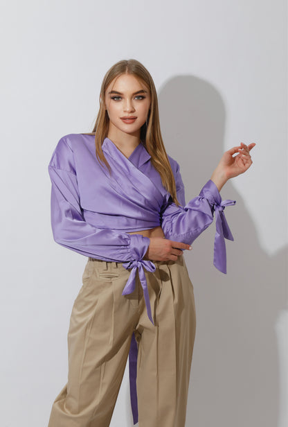 High Rise Paper-Bag Pants - Beige