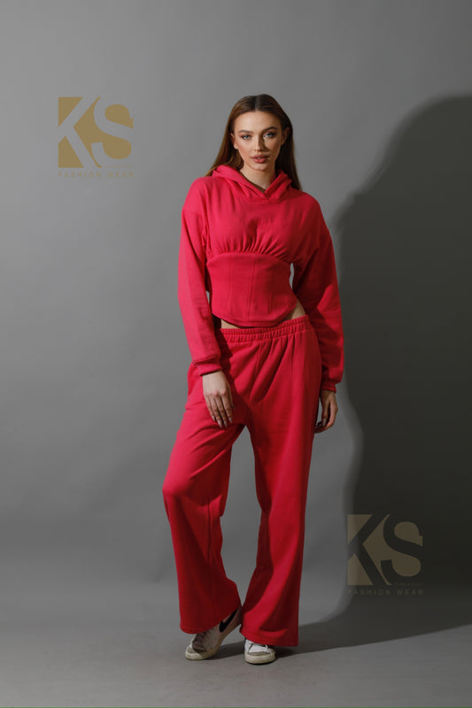 Corset Hoodie Set - Barbie Pink