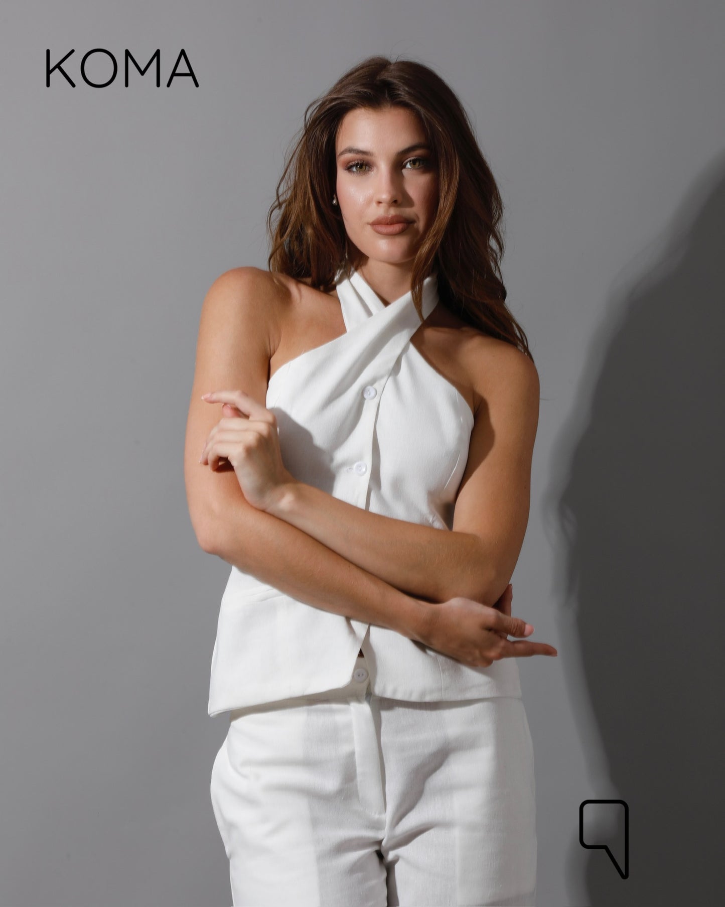 Hallie Halter Neck Vest - White