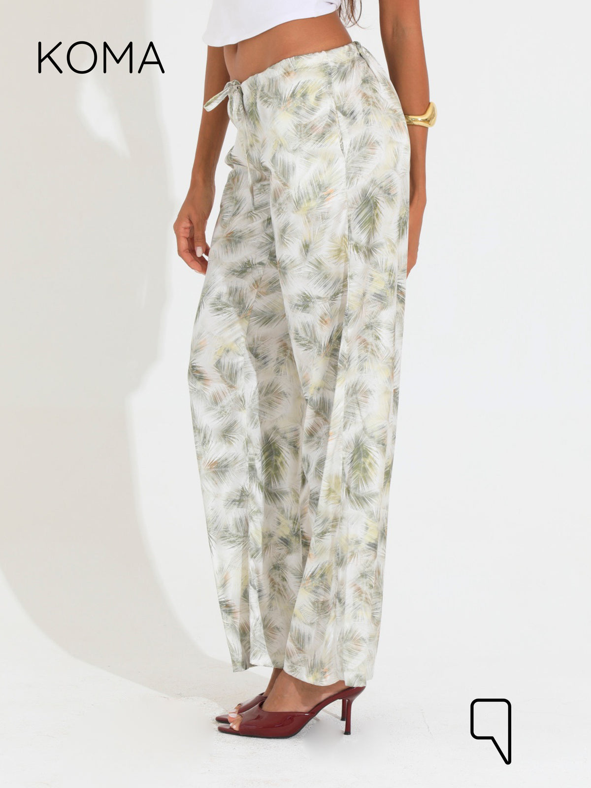 Elsie Lose Fit Trousers - Multicolored Olive