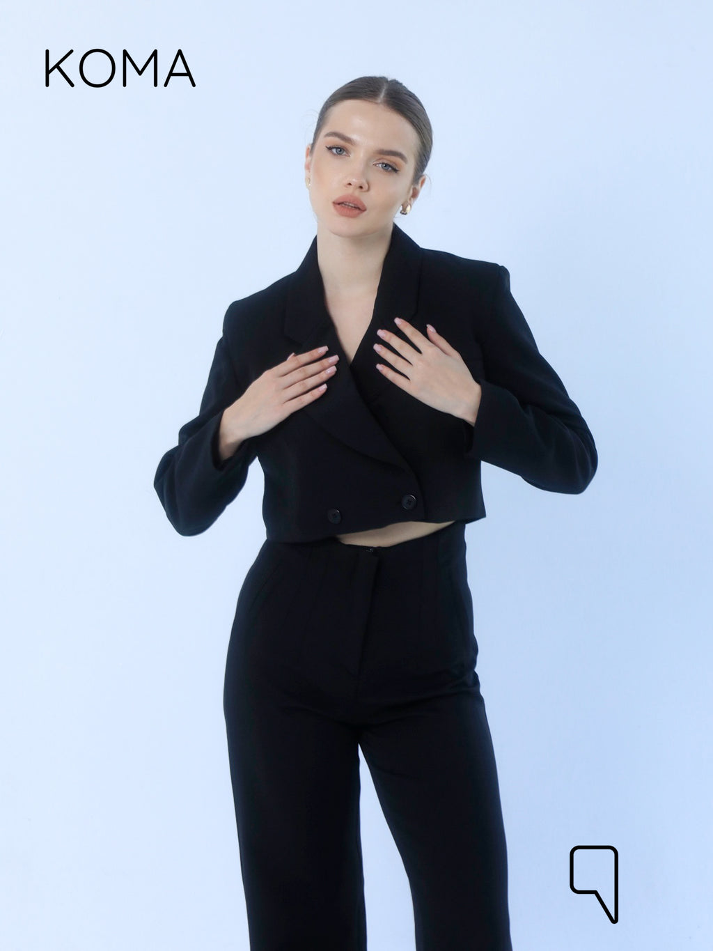 Uma Cropped Blazer - Black