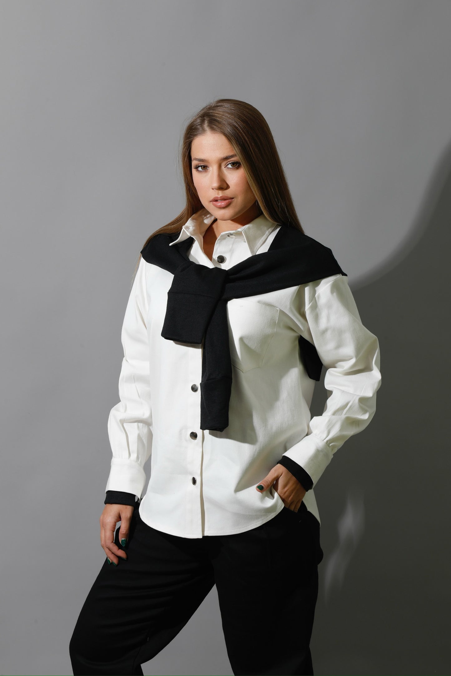 Double Sleeved Shirt - White & Black