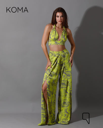 Kallie Bra Top & Pants Co-Ord - Lime Green