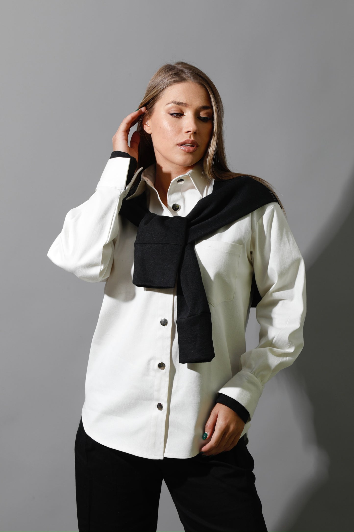 Double Sleeved Shirt - White & Black