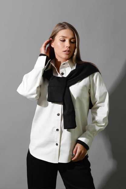 Double Sleeved Shirt - White & Black