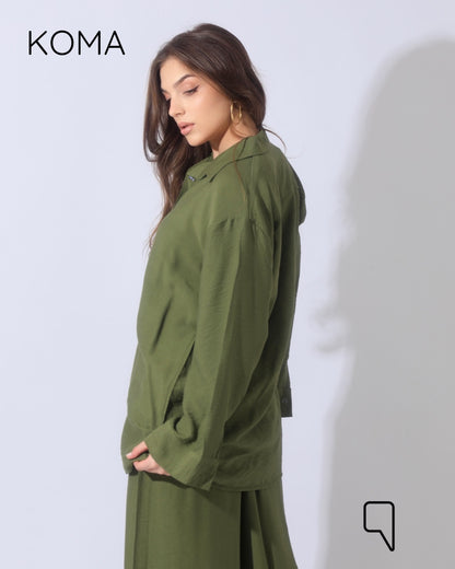 Co-Ord Long Sleeves Shirt - Olive