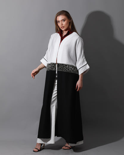 Double Colored Arabic Kaftan - Black & White