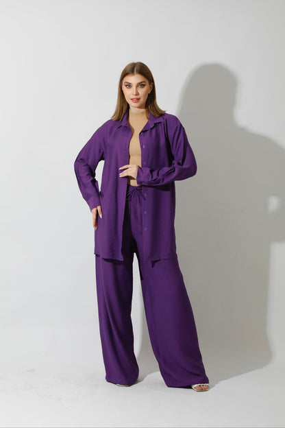 Co-Ord Long Sleeves Shirt - Purple