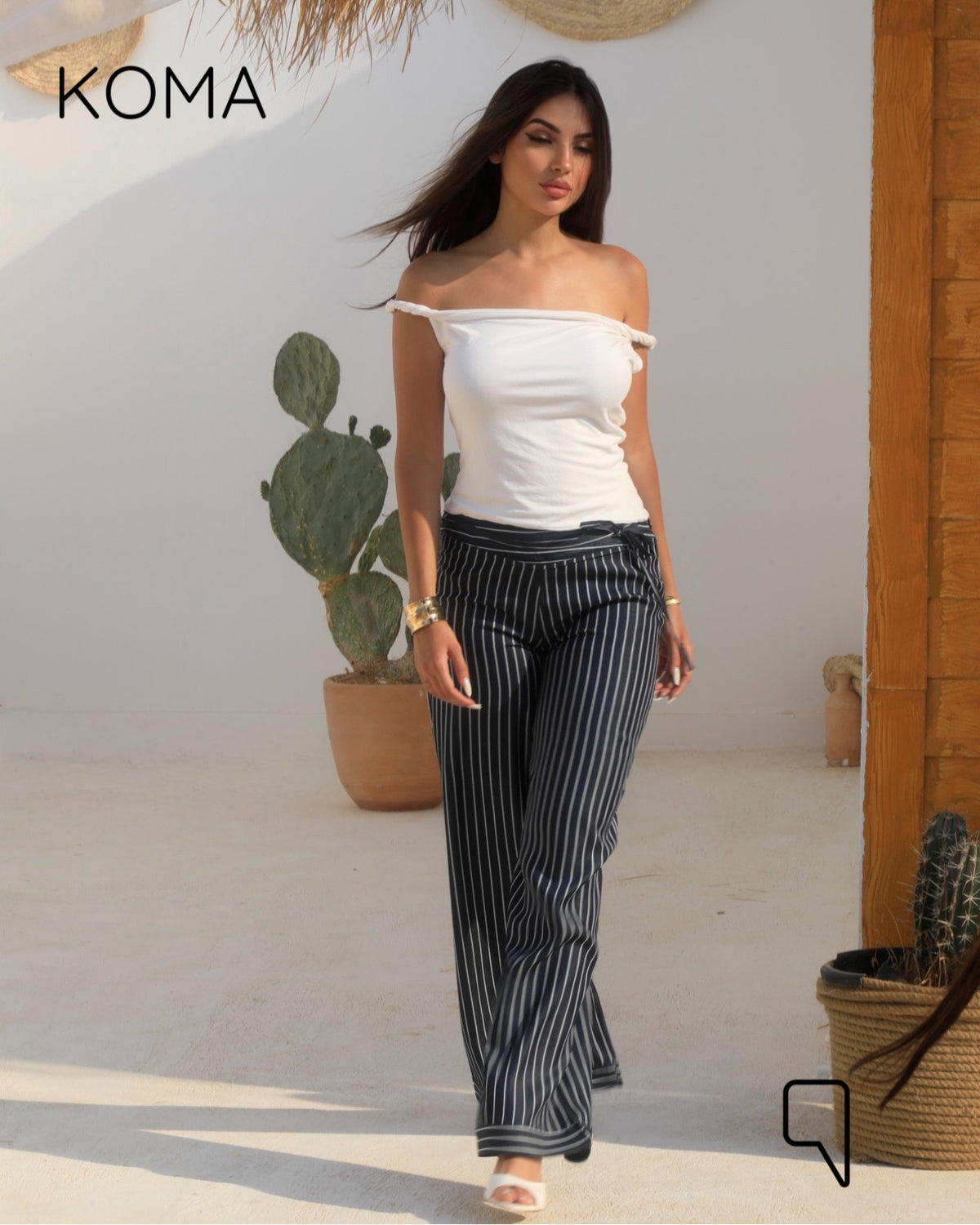 Sloane Jeans Striped Low Waist Pants - Navy