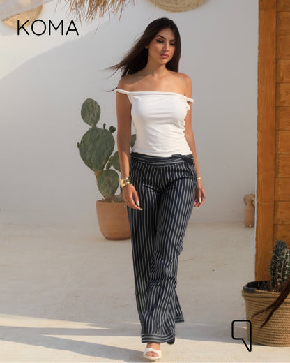 Sloane Jeans Striped Low Waist Pants - Navy