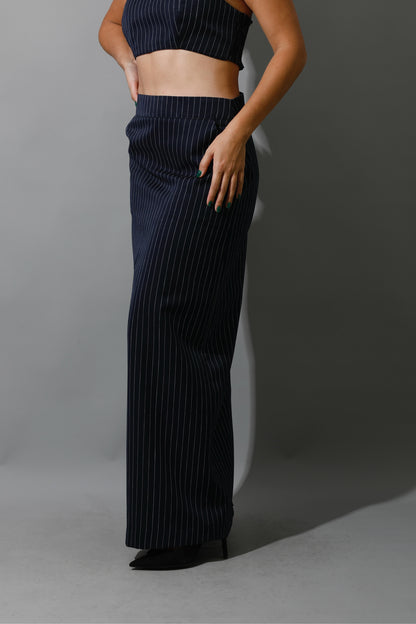 Striped Maxi Skirt Co-Ord - Navy