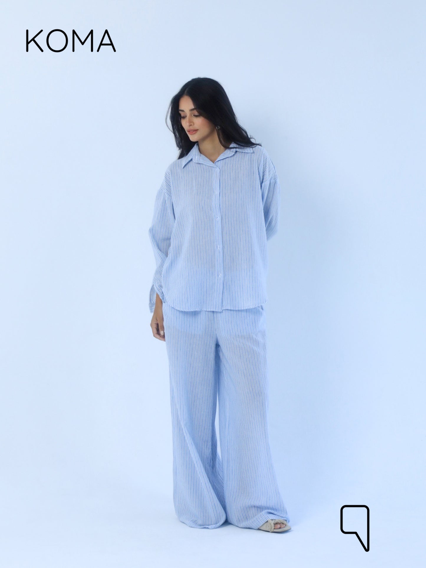 Matilda Long Sleeves Shirt - Striped Blue