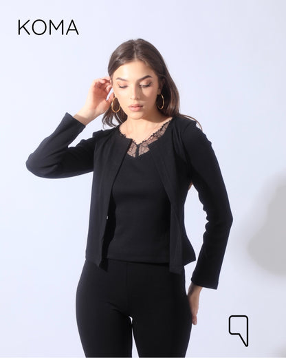 Arlette Twin Lase Top - Black