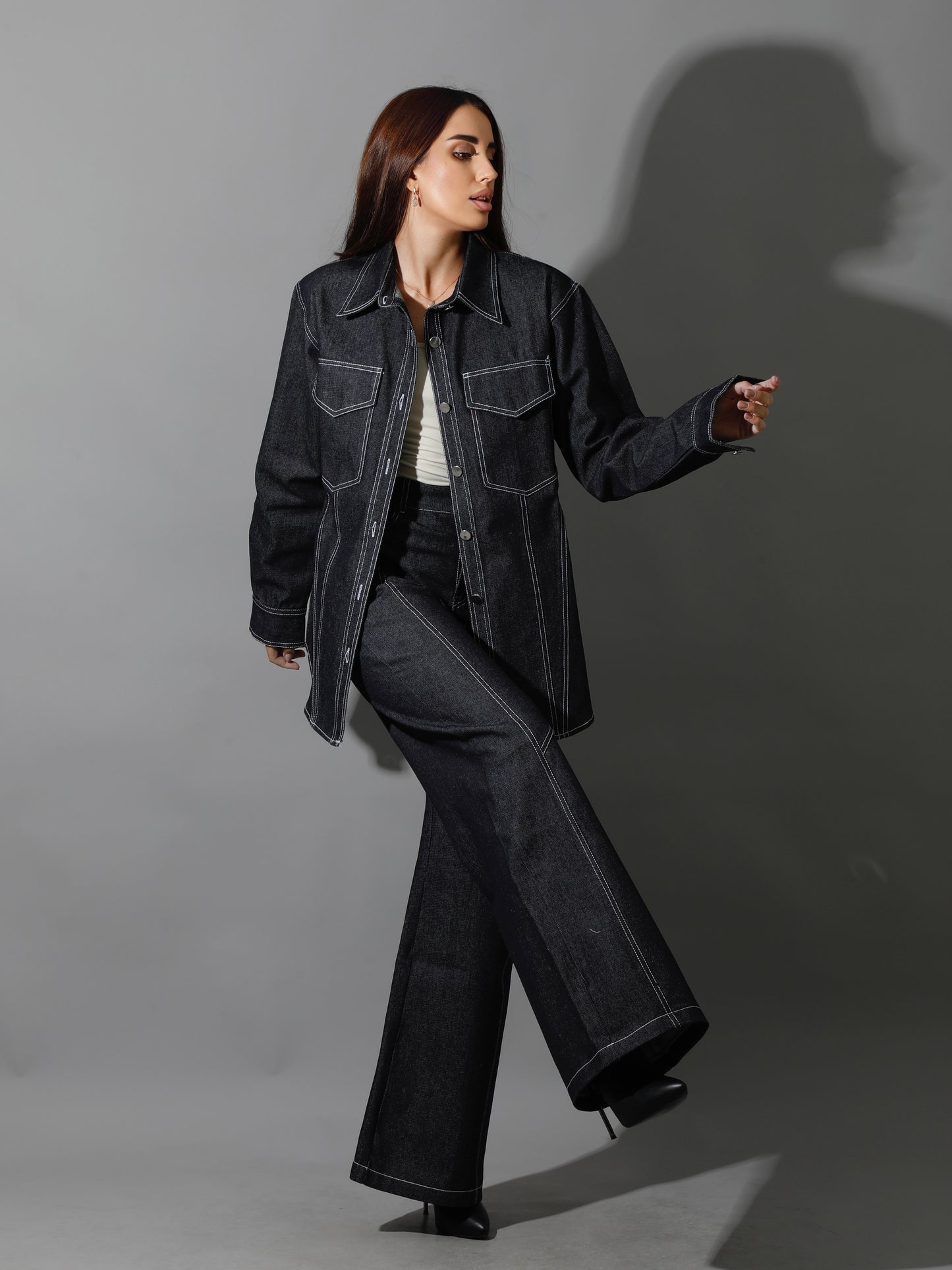 Co-Ord Jeans Cutout Pants - Navy Blue