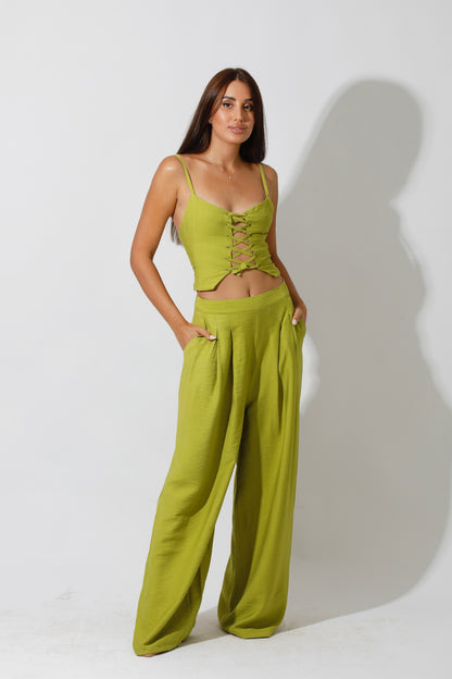 Co-Ord Rope Top & Trousers - kiwi Green