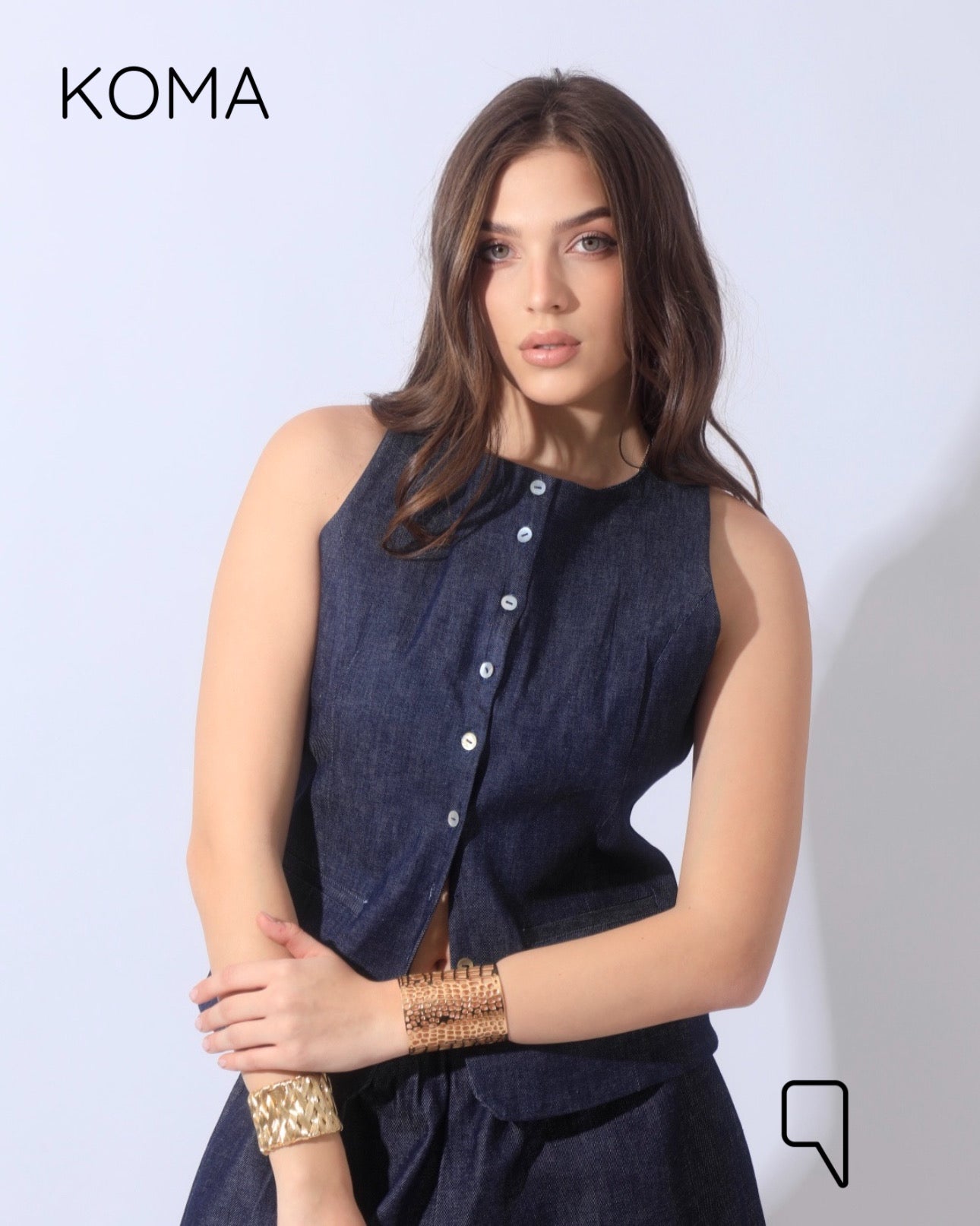 Daisy Denim Jeans Vest - Navy