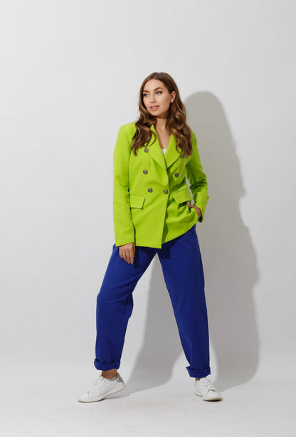 Double Breasted Blazer - Lime Green