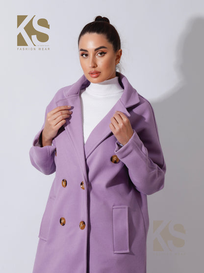 Darcy Long Double Breasted Coat - Lavender