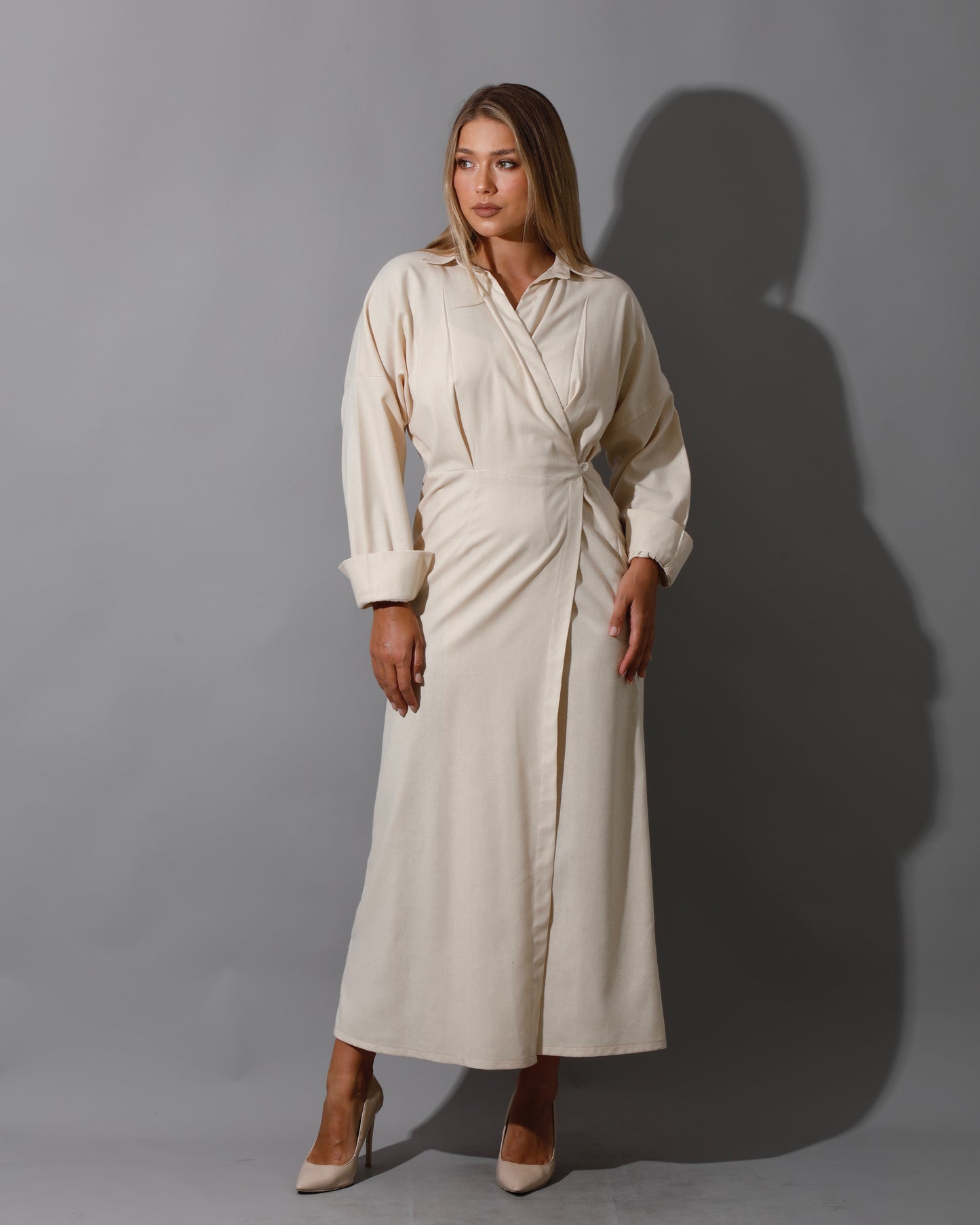 Wrapped Maxi Dress - Beige