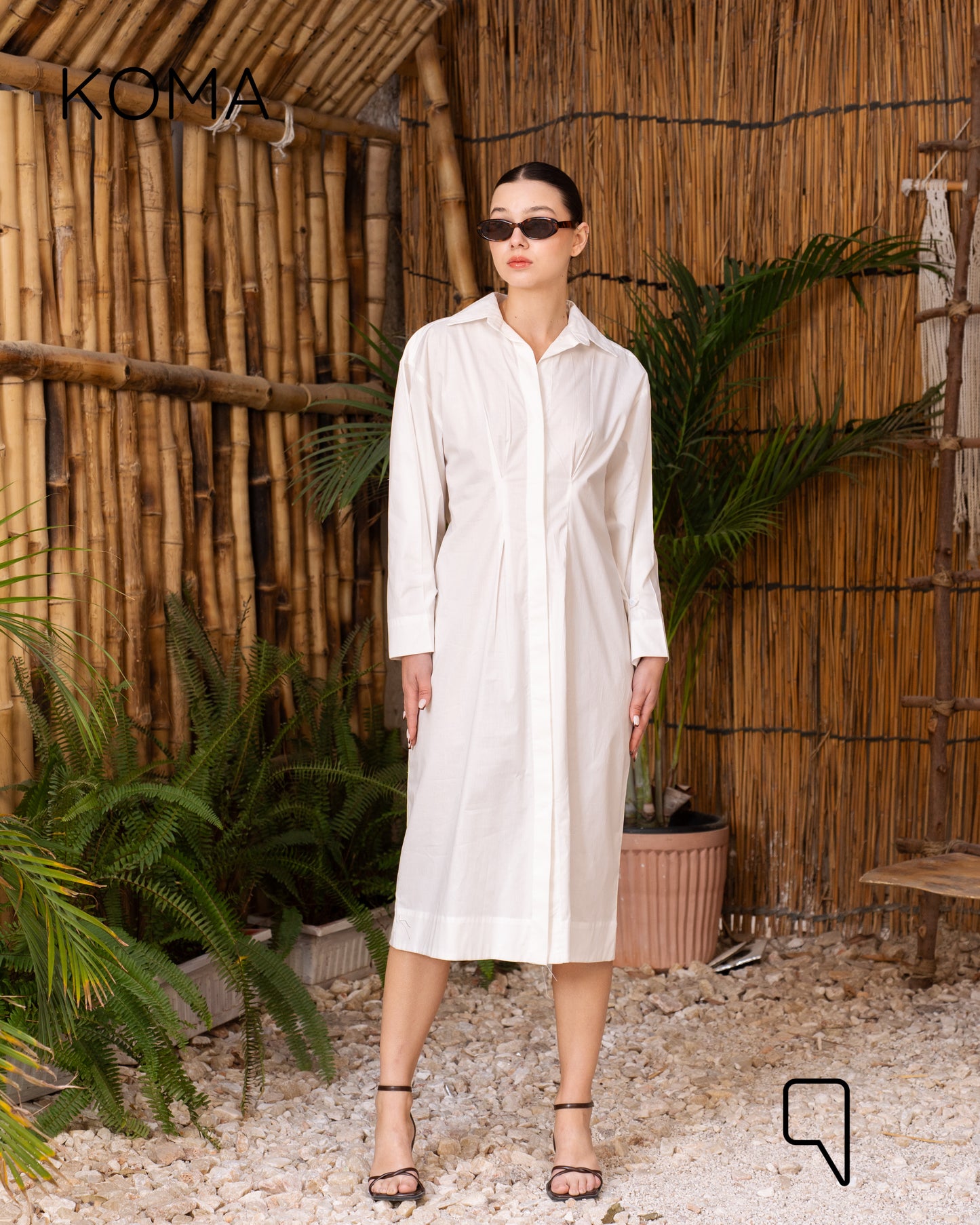 Abigail Midi pleated Shirt Dress - OffWhite