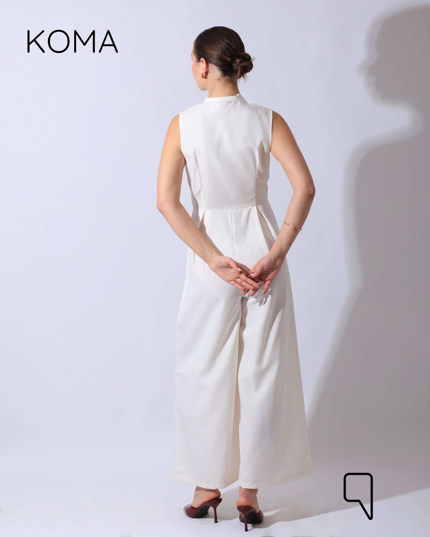 Olivia Sleeveless Wide Leg Jumpsuit - Offwhite