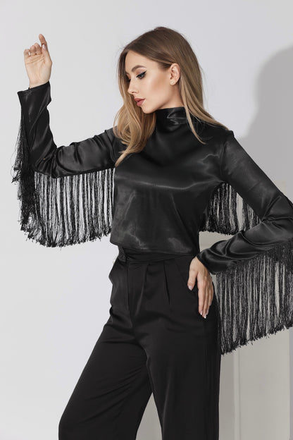 Fringed Blouse - Black