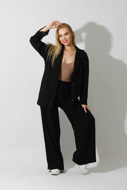 Co-Ord Long Sleeves Shirt - Black