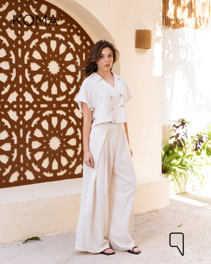 Tilly Crossover Short Shirt & Pants - Beige