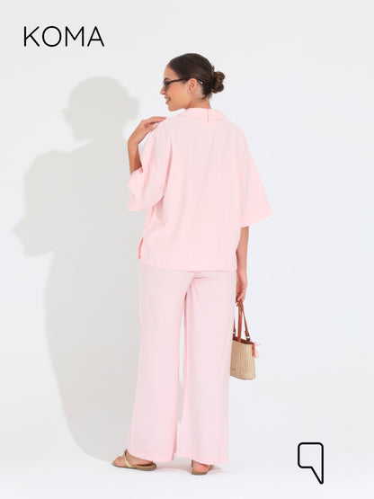 Maeve ShortSleeve Shirt & Blend Trousers Set - Pink