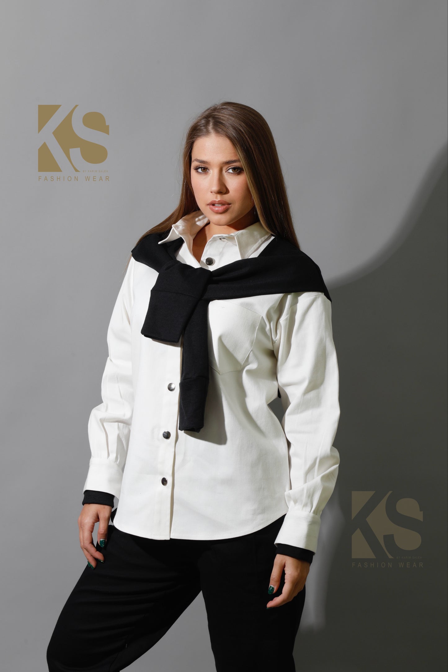 Double Sleeved Shirt - White & Black