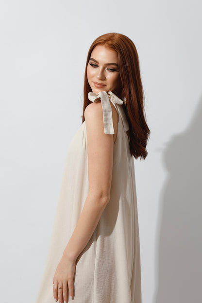 Tied Up Lose Jumpsuit - Beige
