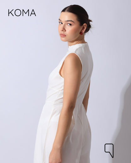 Olivia Sleeveless Wide Leg Jumpsuit - Offwhite