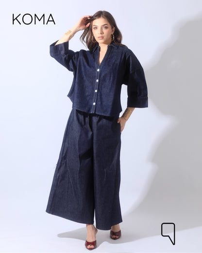Violet Culottes Jeans Trousers - Navy