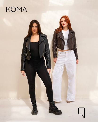 Leather Biker Jacket - Brown